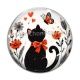 Cabochon Verre - chat noir 