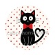 chat noir- cabochon verre ou résine, miroirs, porte clés