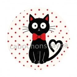 chat noir- cabochon verre ou résine, miroirs, porte clés