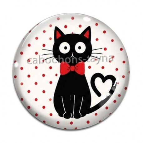 Cabochon Verre - chat noir 