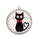 Pendentif Cabochon Argent - chat noir 