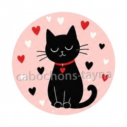 chat noir- cabochon verre ou résine, miroirs, porte clés