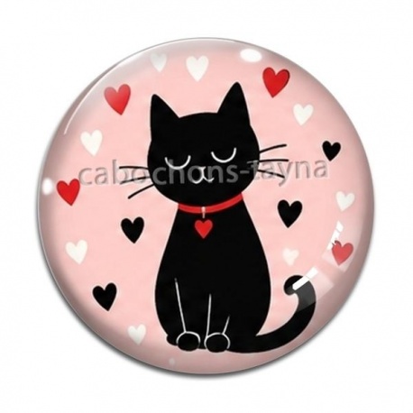 Cabochon Verre - chat noir 