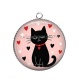 Pendentif Cabochon Argent - chat noir 