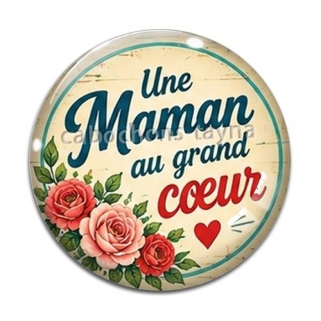 Cabochon Verre - une maman au grand coeur- cabochon verre ou résine, miroirs, porte clés