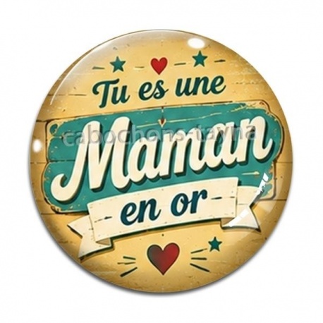 Cabochon Verre - tu es une maman en or- cabochon verre ou résine, miroirs, porte clés