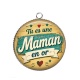 Pendentif Cabochon Argent - tu es une maman en or- cabochon verre ou résine, miroirs, porte clés