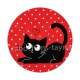 chat noir- cabochon verre ou résine, miroirs, magnet