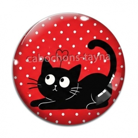 Cabochon Verre - chat noir- cabochon verre ou résine, miroirs, magnet