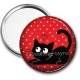 Miroir de poche - chat noir- cabochon verre ou résine, miroirs, magnet