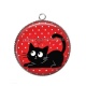 Pendentif Cabochon Argent - chat noir- cabochon verre ou résine, miroirs, magnet