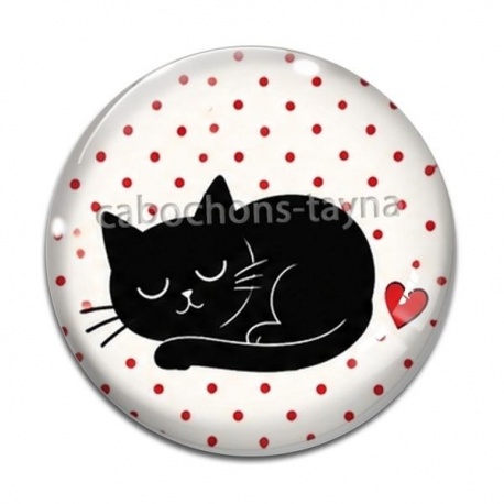Cabochon Verre - chat noir- chat noir- cabochon verre ou résine, miroirs, magnet