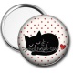 Miroir de poche - chat noir- chat noir- cabochon verre ou résine, miroirs, magnet