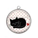 Pendentif Cabochon Argent - chat noir- chat noir- cabochon verre ou résine, miroirs, magnet
