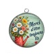 Pendentif Cabochon Argent - merci maman d'être toujours là- - Cabochon verre ou résine- pendentif résine