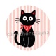 chat noir- cabochon verre ou résine, miroirs, magnet