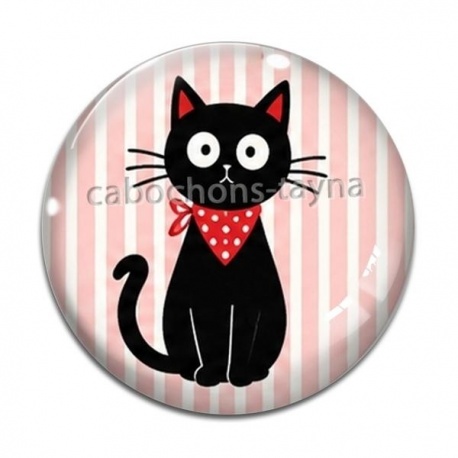 Cabochon Verre - chat noir- cabochon verre ou résine, miroirs, magnet