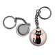 Porte clés - chat noir- cabochon verre ou résine, miroirs, magnet