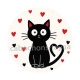 chat noir- cabochon verre ou résine, miroirs