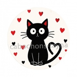 chat noir- cabochon verre ou résine, miroirs