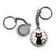 Porte clés - chat noir- cabochon verre ou résine, miroirs