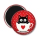 Magnet's - chat noir- cabochon verre ou résine, miroirs