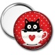 Miroir de poche - chat noir- cabochon verre ou résine, miroirs