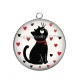 Pendentif Cabochon Argent - chat- cabochon verre ou résine, miroirs