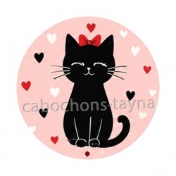 chat noir- cabochon verre ou résine, miroirs
