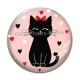 Cabochon Verre - chat noir- cabochon verre ou résine, miroirs