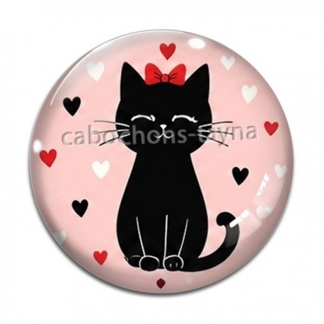 Cabochon Verre - chat noir- cabochon verre ou résine, miroirs