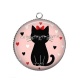Pendentif Cabochon Argent - chat noir- cabochon verre ou résine, miroirs