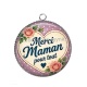 Pendentif Cabochon Argent - merci maman pour tout
