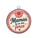 Pendentif Cabochon Argent - maman tu es ma force