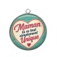 Pendentif Cabochon Argent - maman tu es tout simplement unique
