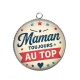 Pendentif Cabochon Argent - maman toujours au top