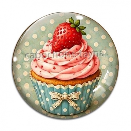 Cabochon Verre - cup cake- cabochon verre ou résine