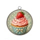 Pendentif Cabochon Argent - cup cake- cabochon verre ou résine