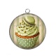 Pendentif Cabochon Argent - cup cake- cabochon verre ou résine