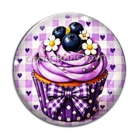 Cabochon Verre - cup cake- cabochon verre ou résine