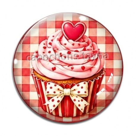 Cabochon Verre - cup cake- cabochon verre ou résine
