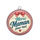 Pendentif Cabochon Argent - merci maman pour tout