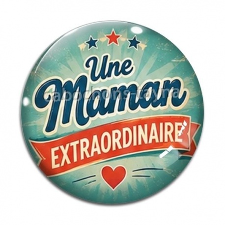 Cabochon Verre - une maman extraordinaire- cabochon verre ou résine, miroirs, porte clés