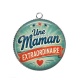Pendentif Cabochon Argent - une maman extraordinaire- cabochon verre ou résine, miroirs, porte clés