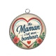 Pendentif Cabochon Argent - ma maman c'est mon bonheur