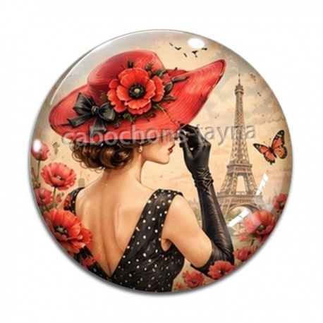 Cabochon Verre - femme de paris- maman formidable- cabochon verre ou résine, miroirs, magnet
