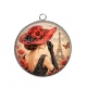 Pendentif Cabochon Argent - femme de paris- maman formidable- cabochon verre ou résine, miroirs, magnet