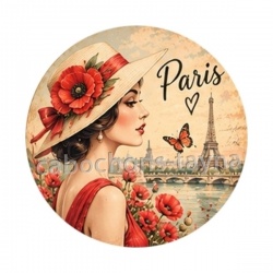 femme de paris- cabochon verre ou résine, miroirs, porte clés