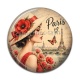 Cabochon Résine - femme de paris- cabochon verre ou résine, miroirs, porte clés