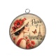 Pendentif Cabochon Argent - femme de paris- cabochon verre ou résine, miroirs, porte clés